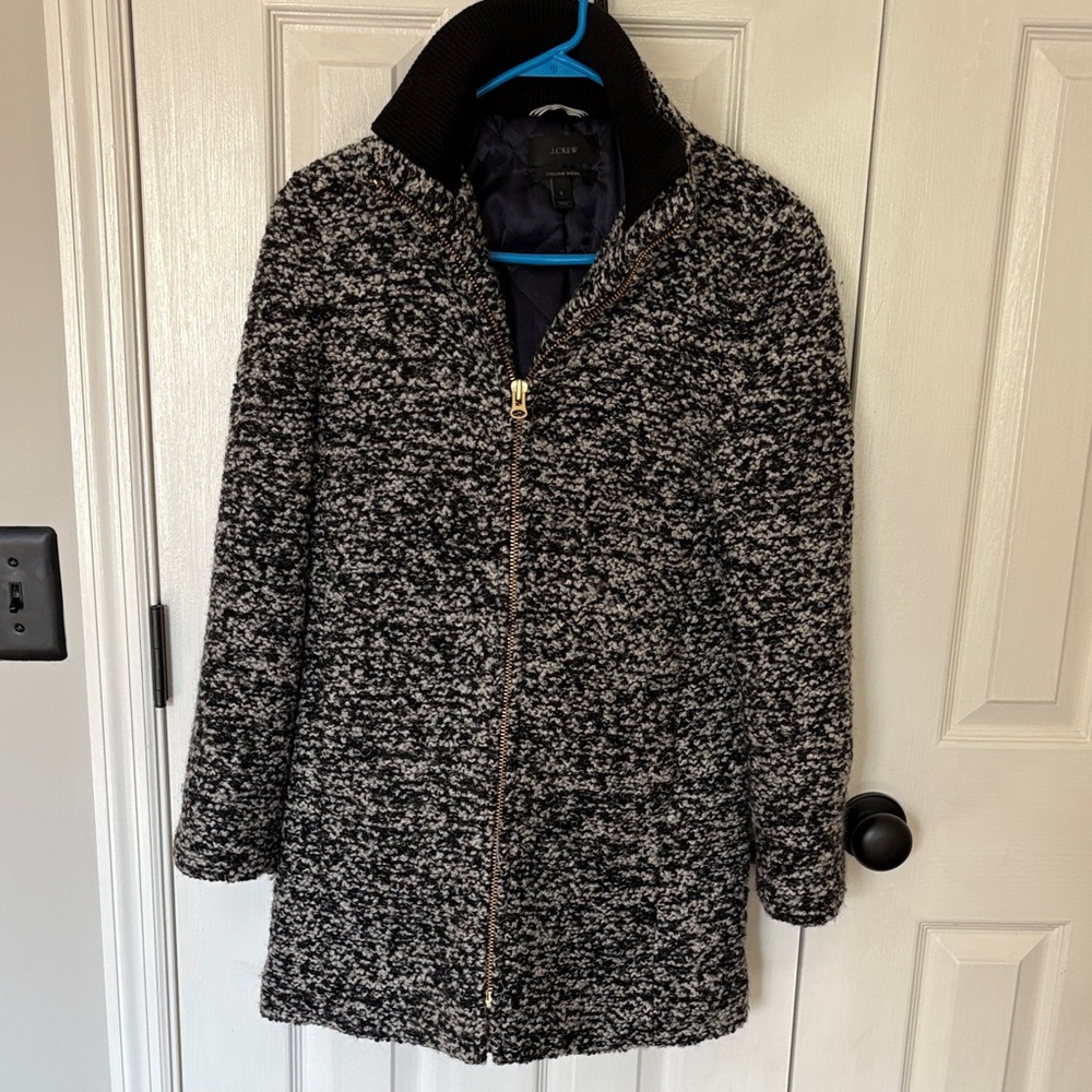 J. Crew Black and White Cocoon Coat